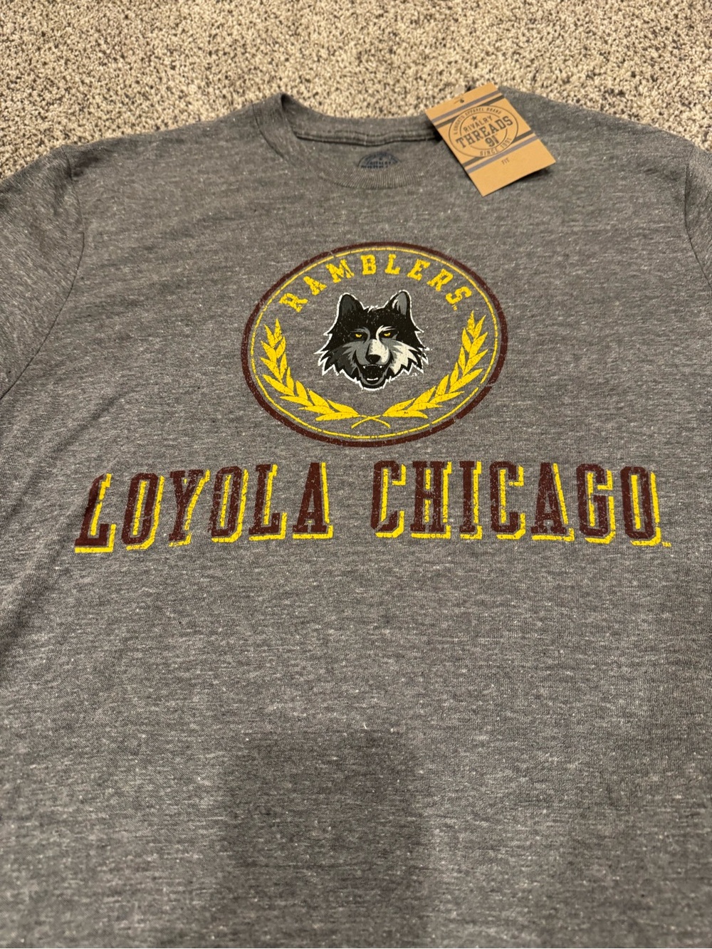 Rivalry Threads Gray Loyola Chicago Ramblers Tee with Mascot Crest